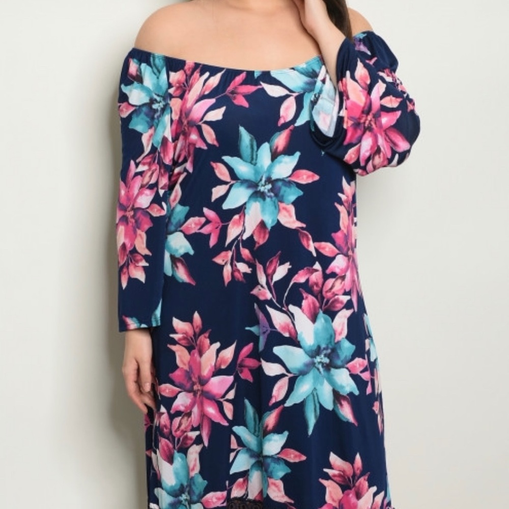 Navy blue floral dress